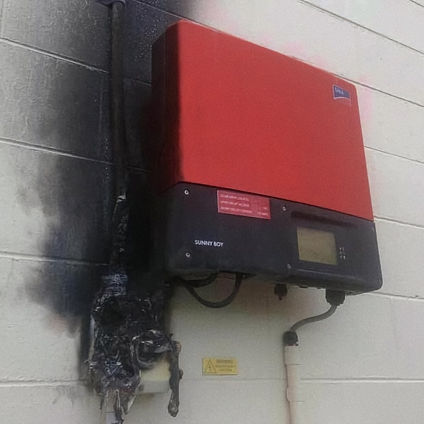 aftermath of a solar inverter fire